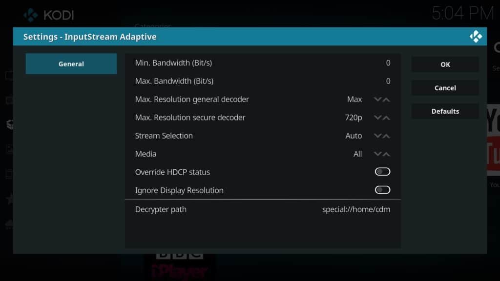 netflix addon input stream settings